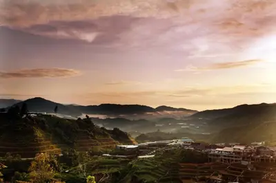 a view of a village in a valley with mountains at Copthorne Hotel Cameron Highlands in Cameron Highlands