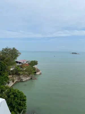 an aerial view of an island in the water at M Social Resort Penang in George Town