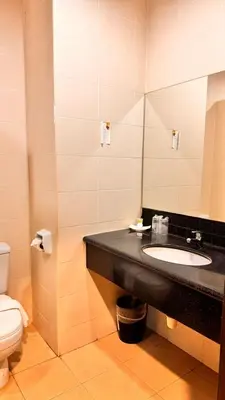 a bathroom with a sink and a toilet at Hotel Seri Malaysia Kepala Batas in Kepala Batas