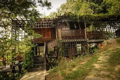 an old house on a hill with vines at MaliHom Private Estate in Balik Pulau