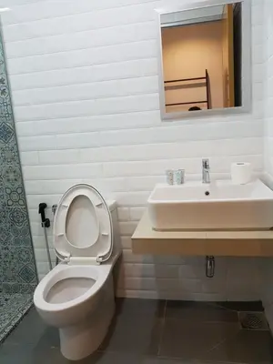 a bathroom with a toilet and a sink at Little Kampung Studio in Teluk Intan