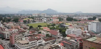 an aerial view of a city with buildings at H2H - Euro House @ Majestic Ipoh (8~10 Guests) in Ipoh