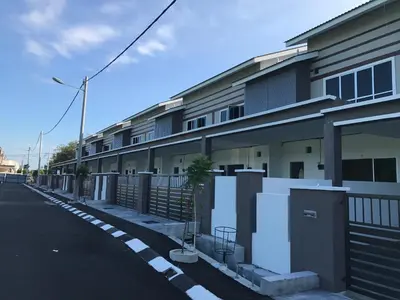 an empty street in front of a building at My STW Home 2 in Sitiawan