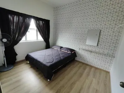 a small bedroom with a bed and a window at Family Apartment at The Quintet Cameron Highlands in Cameron Highlands