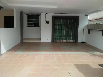 an empty room with a door and a tiled floor at beNordic -8-10mins Tambun Water Park-10-14Pax in Ipoh