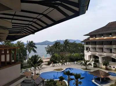 a view of the pool at a resort at The Orient Star Resort Lumut in Lumut