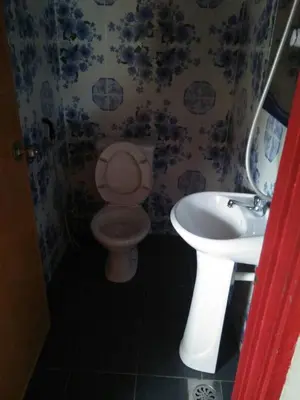 a bathroom with a toilet and a sink at Hotel Sri Malim Sungkai in Sungkai