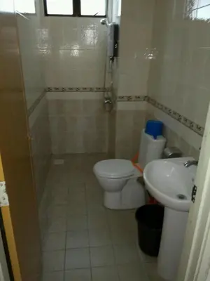 a bathroom with a toilet and a sink at Bzout rents in Cameron Highlands