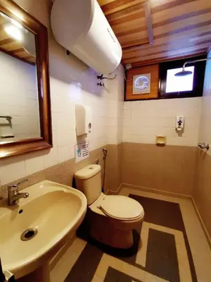 a bathroom with a toilet and a sink at My Home Apartment - Villa Dahlia Apartment in Cameron Highlands