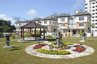 a park with a gazebo and a garden at Zinnia Residence Tanah Rata in Cameron Highlands