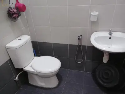 a bathroom with a toilet and a sink at Wany Homestay & Guest House in Sungai Petani