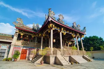 a building with a pagoda with steps in front of it at 118 Hotel Macalister in George Town