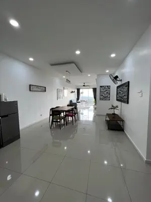 a dining room and living room with a table and chairs at Home Away from Home in Taiping - 3R4B Family & Group Friendly! in Taiping