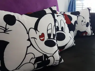 a group of pillows of mickey at Qstay Sitiawan Townhouse (Minnie Dreams) - \u7c73\u59ae\u68a6 in Sitiawan