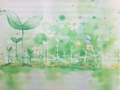 a painting of aadow with flowers and a butterfly at Qstay Sitiawan Townhouse (Totoro Dreams) - \u68a6\u89c1\u9f99\u732b in Sitiawan