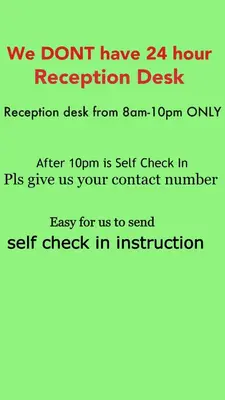 a sign that says we dont have hour reception desk rejection desk from at LunaStay (Shared Common Area) in Lunas