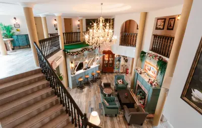 an overhead view of the living room of a house at The Tudor in Ipoh