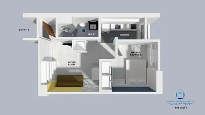 a drawing of a floor plan of a house at Straits Garden Suites, Georgetown in George Town