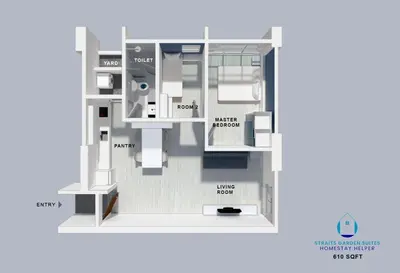 a diagram of a floor plan of a house at Straits Garden Suites, Georgetown in George Town
