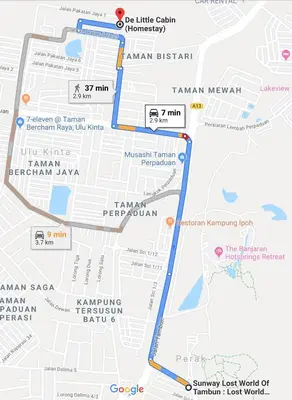 a map of kampung baru and its attractions at De Little Cabin - 7mins to Sunway Iost World of Tambun in Ipoh