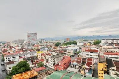 an aerial view of a city with buildings at H2H - Eleven14 Majestic Ipoh in Ipoh