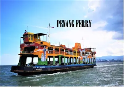 a large ferry boat on the water at Rumahku Express, Georgetown, Penang in George Town