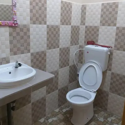 a bathroom with a toilet and a sink at Teratak Nipah Homestay Teluk Nipah Pangkor in Pangkor