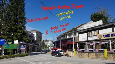 a view of a city street with buildings at Cameron Mossy Home @ Quintet in Tanah Rata