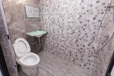 a bathroom with a shower and a toilet and a sink at Lee Luxury Home USM Penang in Gelugor