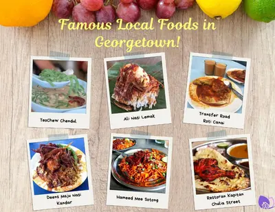 a collage of photos of famous local foods in georgetown at Abu Siti George Town in George Town