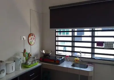 a kitchen with a sink and a window at Marvel Cinematics Homes@ Station 18 , Ipoh in Ipoh