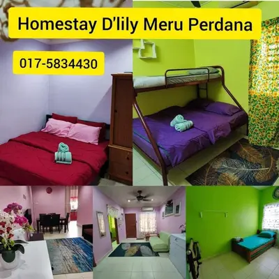 a collage of three pictures of a room at Homestay D'Lily in Ipoh