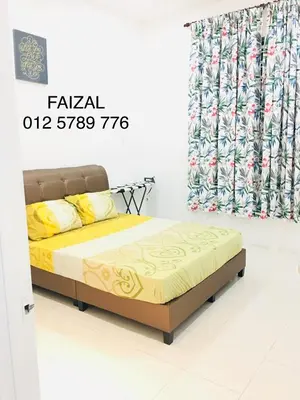 a bed in a room with a curtain at Bismillah Homestay Muslem NETFLIX UNIFI HIGH SPEED in Kamunting