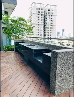a large outdoor bathtub on a balcony of a building at Tropicana 218 Georgetown #31 \u7121\u6575\u6d77\u666f \u4e00\u623f\u4e00\u5ef3\u5f0fMax.6pax in George Town