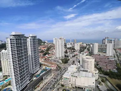 an aerial view of a city with tall buildings at Pulau Andaman Gurney Bay View The Landmark by Comfy in George Town