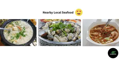a collage of four pictures of different food dishes at Taiping Cuti Homstay \u592a\u5e73\u7af9\u7b1b\u6c11\u5bbf 5mins to Kuala Sepetang in Taiping