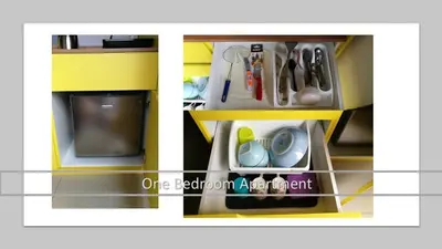 two pictures of an organized kitchen with a tv at Kensington Sunrise at Sg Palas,PalasHorizon in Tanah Rata