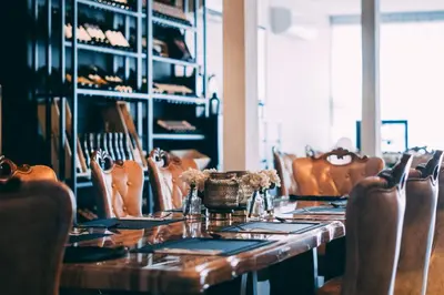 a dining room with a table and chairs at Seriental Hotel I check in 3pm-11pm only in Tanjong Tokong