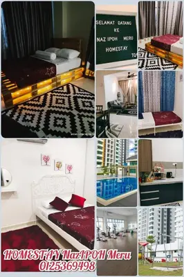 a collage of photos of a hotel room at HOMESTAY NazIPOH Meru in Ipoh