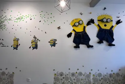 a wall art with minions and butterflies on it at FuYoke Emerald Avenue @ Brinchang in Cameron Highlands