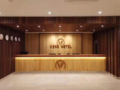 a lobby with a sign on the wall of aorenoren at VENO HOTEL in George Town