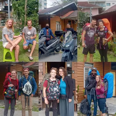 a collage of people posing for a picture at The Rustique Guest House in Tanah Rata