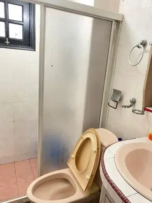a bathroom with a shower and a toilet and a sink at Azzalea 3-Bedroom Apartment Cameron Highlands in Tanah Rata