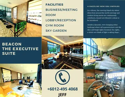 a collage of photos of a room with a conference room at Beacon Executive Suites in George Town