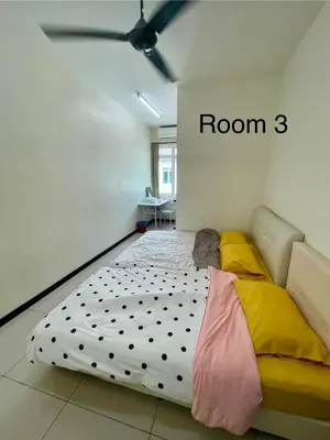 a bed in a room with a room three at LOW SEASON PROMOTION! Mountainview Corner Lot 10 pax in Ipoh