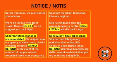 a poster for a nursing clinic with a list of notes at Walk-Up To SIAR - Children Not Allowed in Cameron Highlands