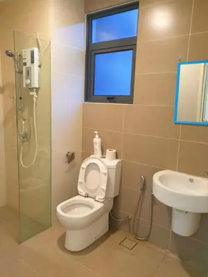 a bathroom with a toilet and a sink at ●SSV10●4pax●Comfort House●13minit●Airpot●CondoPool in Bayan Lepas