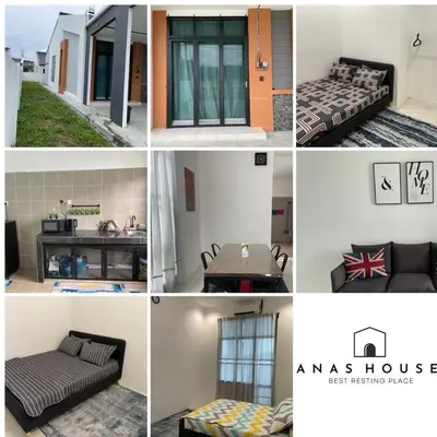 a collage of photos of a house at Anas House in Tanjung Rambutan
