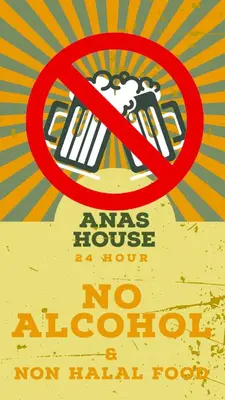a no alcohol sign with a mug of beer at Anas House in Tanjung Rambutan
