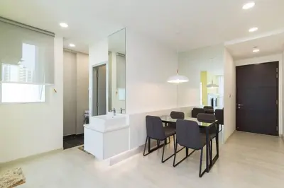 a kitchen and dining room with a table and chairs at Deluxe & Feel Like a Home 2, 3-6pax, Netflix, Georgetown in Jelutong